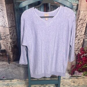 Chico’s purple sweater with 3/4 sleeves, size 8 or Chico’s 1‎ , good condition